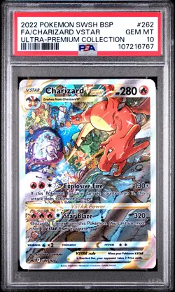 2022 POKEMON SWSH BLACK STAR PROMO #262 FULL ART/CHARIZARD VSTAR PSA 10 - Image 1