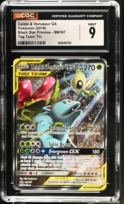 CGC 9 Celebi & Venusaur GX 2019 Black Star Promos SM167 Pokemon Card - Image 1