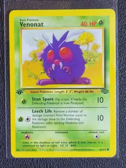 Pokemon TCG Venonat #63 Jungle Set 1st Edition Grass Common NM-Mint - Image 1