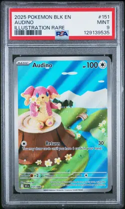 2025 POKEMON BLK EN-BLACK BOLT ILLUSTRATION RARE #151 AUDINO PSA 9 - Image 1