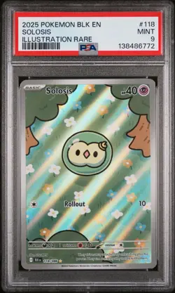 2025 POKEMON BLK EN-BLACK BOLT ILLUSTRATION RARE #118 SOLOSIS PSA 9 - Image 1