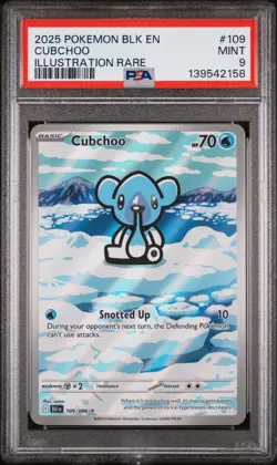 CUBCHOO #109 ILLUSTRATION RARE 2025 POKEMON BLK EN BLACK BOLT PSA 9 MINT - Image 1