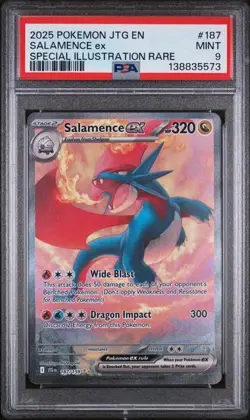2025 POKEMON JOURNEY TOGETHER #187 SALAMENCE ex SPECIAL ILLUSTRATION RARE PSA 9 - Image 1