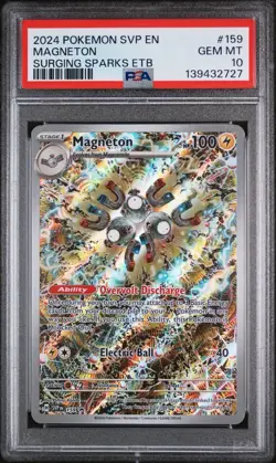 PSA 10 GEM MINT – 2024 Pokemon SVP Magneton #159 Surging Sparks ETB Promo - Image 1