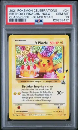 2021 POKEMON CELEBRATIONS CLASSIC COLL #24 BIRTHDAY PIKACHU-HOLO PSA 10 - Image 1
