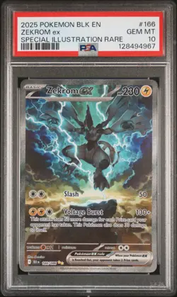 2025 POKEMON BLK EN-BLACK BOLT SPECIAL ILLUSTRATION RARE #166 ZEKROM EX PSA 10 - Image 1