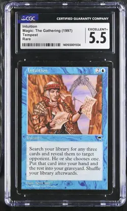 CGC 5.5 Intuition 1997 Tempest Magic: The Gathering MP - Image 1
