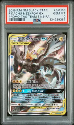 PSA 10 2019 POKEMON SM BLACK STAR PROMO #SM168 PIKACHU & ZEKROM GX🔥 FedEx 2-Day - Image 1