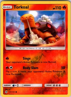 Torkoal 23/149 SM Base Set Pokemon NM/LP Reverse Holo - Image 1