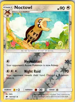 Noctowl 107/147 SM - Burning Shadows Pokemon NM/LP Reverse Holo - Image 1