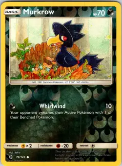 Murkrow 78/145 SM - Guardians Rising Pokemon NM/LP Reverse Holo - Image 1