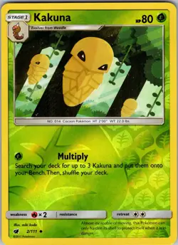 Kakuna 2/111 SM - Crimson Invasion Pokemon TCG LP-NM - Image 1