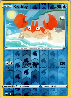 Krabby (043) 043/202 SWSH01: Sword & Shield Base Set Pokemon TCG NM Reverse Holo - Image 1