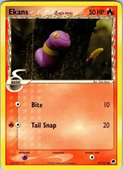 Ekans (Delta Species) 47/101 Dragon Frontiers Pokemon TCG LP Normal - Image 1