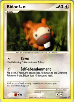Bidoof 54/100 Stormfront Pokemon TCG LP Normal - Image 1