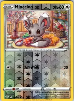 Minccino (146) 146/202 SWSH01: Sword & Shield Base Set Pokemon NM Reverse Holo - Image 1