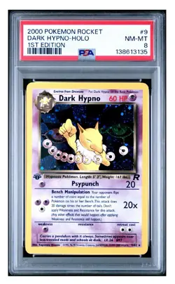 2000 POKEMON ROCKET | 1ST EDITION DARK HYPNO-HOLO 9 PSA 8 - Image 1