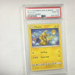 Pokemon TCG Pikachu 56/236 Sm-Unified Minds Regular Common Basic 70HP PSA 10 - Image 1