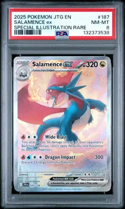 2025 POKEMON JTG EN-JOURNEY TOGETHER #187 SALAMENCE EX PSA 8 - Image 1