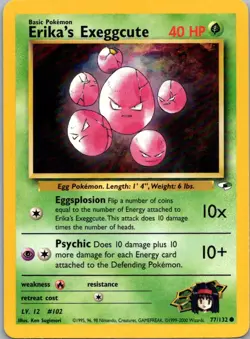Pokemon TCG Erikas Exeggcute 77/132 Gym Heroes LP - Image 1