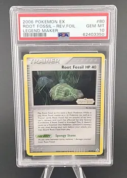 PSA 10 Gem Mint 2006 Pokemon Root Fossil EX Legend Maker Reverse Holo Foil #80 - Image 1