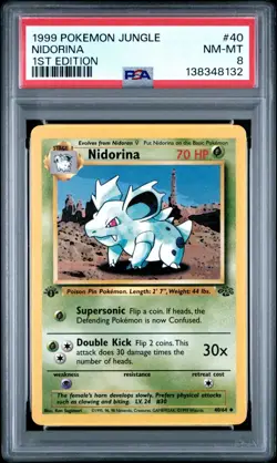 1999 Pokemon Jungle 1st Edition Nidorina 40 FRESHLY GRADED PSA 8 NEAR MINT-MINT - Image 1