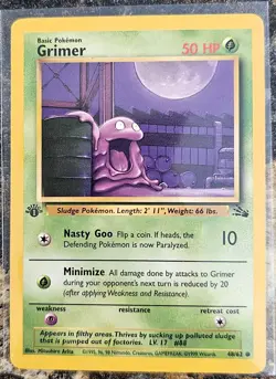 Pokemon 1999 Fossil 1st Edition Grimer 48 LP - Image 1