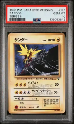 1998 POKEMON JPN VENDING SER II #145 ZAPDOS PSA 10 - Image 1