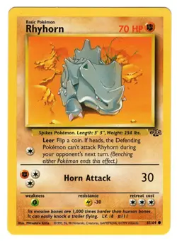 Pokemon TCG Rhyhorn Jungle 61/64 Regular Unlimited Common Card WOTC LP-NM - Image 1