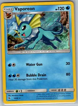 Vaporeon 18/68 Holo Hidden Fates - Pokemon Card - NM - Image 1
