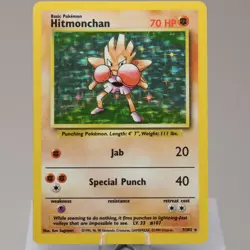 Pokemon TCG - Hitmonchan 7/102 Base Set Holo Rare WOTC 1999 - EXC - Image 2