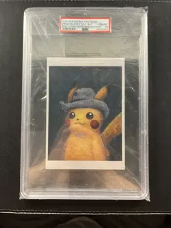 2023 POKEMON x VAN GOGH POSTCARD PIKACHU WITH GREY FELT HAT PSA 10 LOW POP - Image 1
