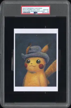 2023 POKEMON x VAN GOGH POSTCARD PIKACHU WITH GREY FELT HAT PSA 10 LOW POP - Image 3