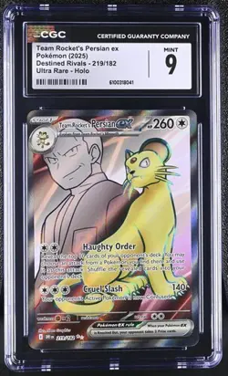 Team Rocket's Persian EX *CGC 9* Ultra Rare *Destined Rivals* #219 *2025*Pokemon - Image 1
