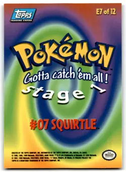 Squirtle 1999 Topps Pokemon Movie Animation 1st Printing Blue Logo #E7 - LP+ - Image 2