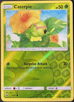 Caterpie 1/147 Sm-Burning Shadows Reverse Holo - Pokemon Card - Image 1
