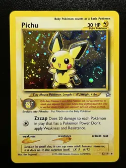 PICHU Pokemon Card - WOTC - Unlimited - Neo Genesis - 12/111 - HOLO - NM (A) - Image 1