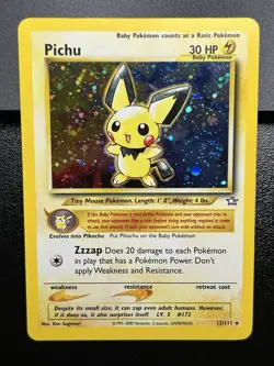 PICHU Pokemon Card - WOTC - Unlimited - Neo Genesis - 12/111 - HOLO - NM (A) - Image 2