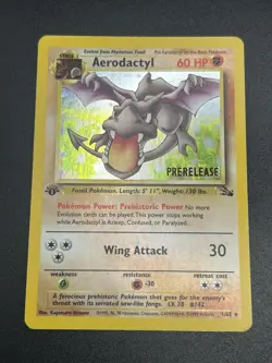 AERODACTYL Prerelease Pokemon Card - WOTC - 1st Edition Fossil 1/62 HOLO NM (A) - Image 2