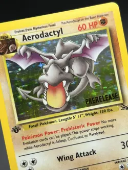 AERODACTYL Prerelease Pokemon Card - WOTC - 1st Edition Fossil 1/62 HOLO NM (A) - Image 4