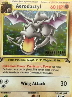 AERODACTYL Prerelease Pokemon Card - WOTC - 1st Edition Fossil 1/62 HOLO NM (A) - Image 5