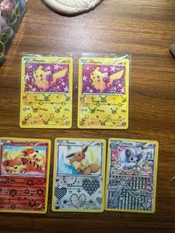 Nintendo Pokemon Reverse Holo Card Lot Pikachu Growlithe Eevee Cincinno 5 Cards - Image 1