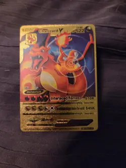 Charizard V Evolution Gold Foil POKEMON - Interlaced Flames - LV92 HP522 - 1995 - Image 1