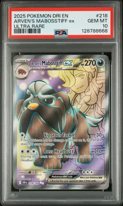 2025 POKEMON DRI EN-DESTINED RIVALS ULTRA RARE #218 ARVEN'S MABOSSTIFF EX PSA 10 - Image 1
