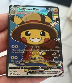 Luffy Pikachu VCOS Cosplay Full Art Holo Pokemom Card - Image 1