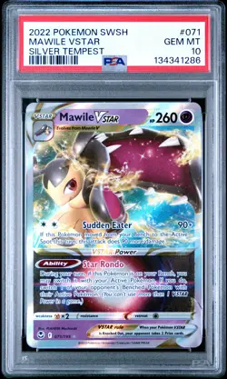 2022 POKEMON SWORD & SHIELD SILVER TEMPEST #071 MAWILE VSTAR PSA 10 - Image 1