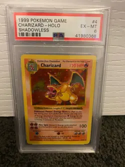 1999 Charizard Holo Shadowless Pokemon Game PSA 6 Ex-MT #4 - Image 1
