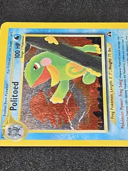 POLITOED 2001 POKEMON TCG NEO DISCOVERY RARE HOLO 8/75 POOR CONDITION WOTC DMG - Image 4