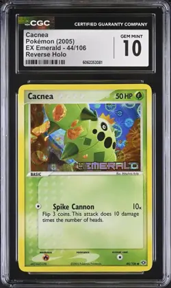 2005 Pokemon Ex Emerald Cacnea Reverse Holo Cgc 10 - Image 1