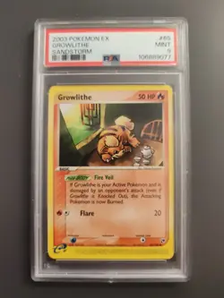 PSA 9 Growlithe 65/100 EX Sandstorm 2003 Pokemon Card E Series - Image 1